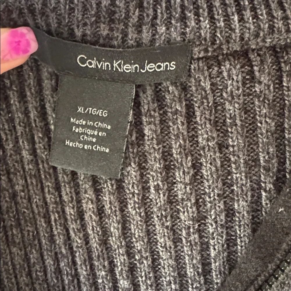 Calvin Klein Jeans Men's Black Half-Zip Ribbed Sweater size Extra Large / XL